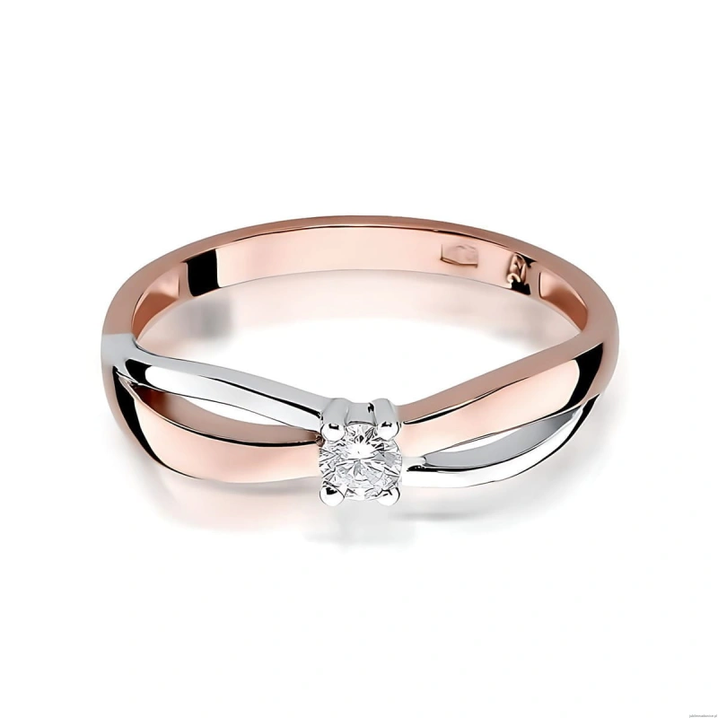 Pierścionek W0248 Diament Laboratoryjny 0,10ct różowe złoto
