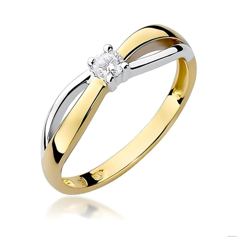 Pierścionek W0248 Diament Laboratoryjny 0,10ct żółte złoto