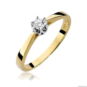 Pierścionek W295 Diament Laboratoryjny 0,15ct żółte złoto