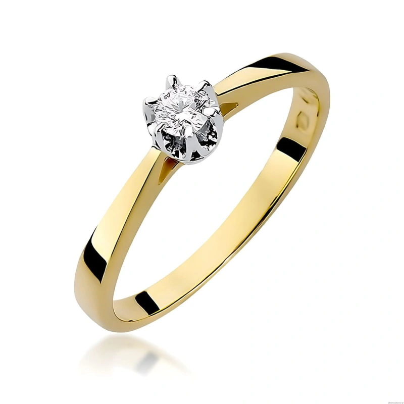Pierścionek W295 Diament Laboratoryjny 0,15ct żółte złoto