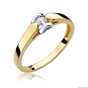 Pierścionek W0320 Diament Laboratoryjny 0,10ct żółte złoto