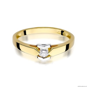 Pierścionek W0320 Diament Laboratoryjny 0,10ct żółte złoto