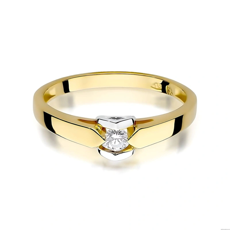 Pierścionek W0320 Diament Laboratoryjny 0,10ct żółte złoto