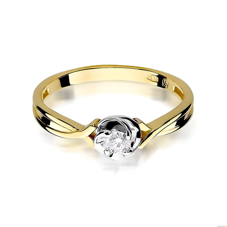 Pierścionek W0329 Diament Labolatoryjny 0,10ct żółte złoto