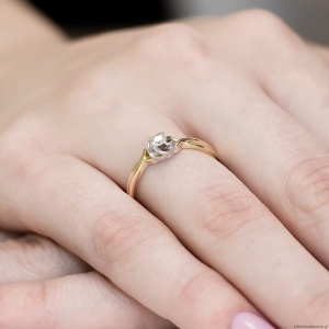 Pierścionek W0329 Diament Labolatoryjny 0,10ct żółte złoto