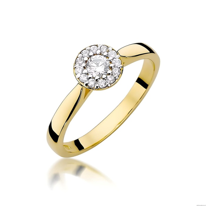 Pierścionek W0362 Diament Laboratoryjny 0,12ct żółte złoto