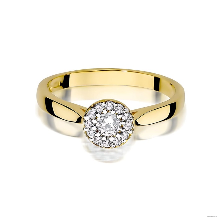 Pierścionek W0362 Diament Laboratoryjny 0,12ct żółte złoto