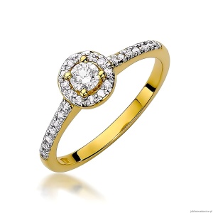 Pierścionek W0406 Diament Laboratoryjny 0,15ct żółte złoto