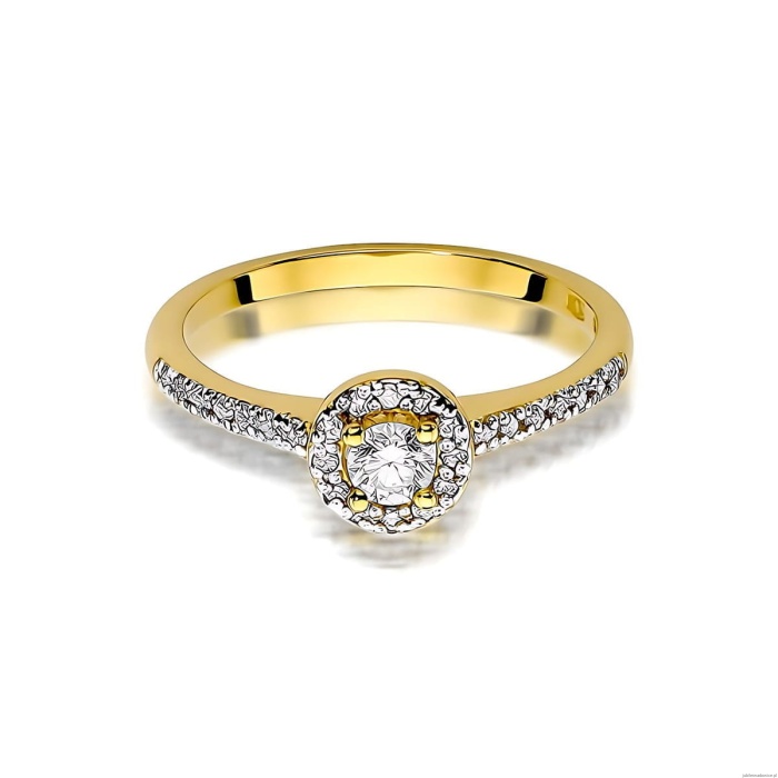 Pierścionek W0406 Diament Laboratoryjny 0,15ct żółte złoto