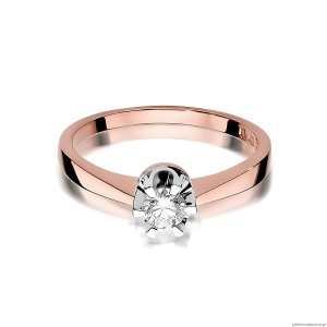 Pierścionek W408 Diament Laboratoryjny 0,25ct różowe złoto