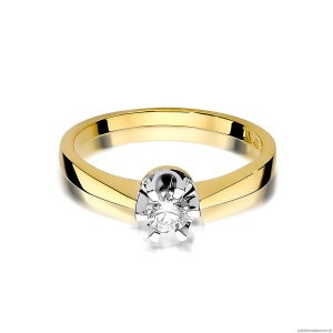 Pierścionek W408 Diament Laboratoryjny 0,25ct żółte złoto