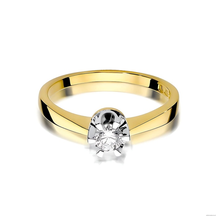 Pierścionek W408 Diament Laboratoryjny 0,25ct żółte złoto
