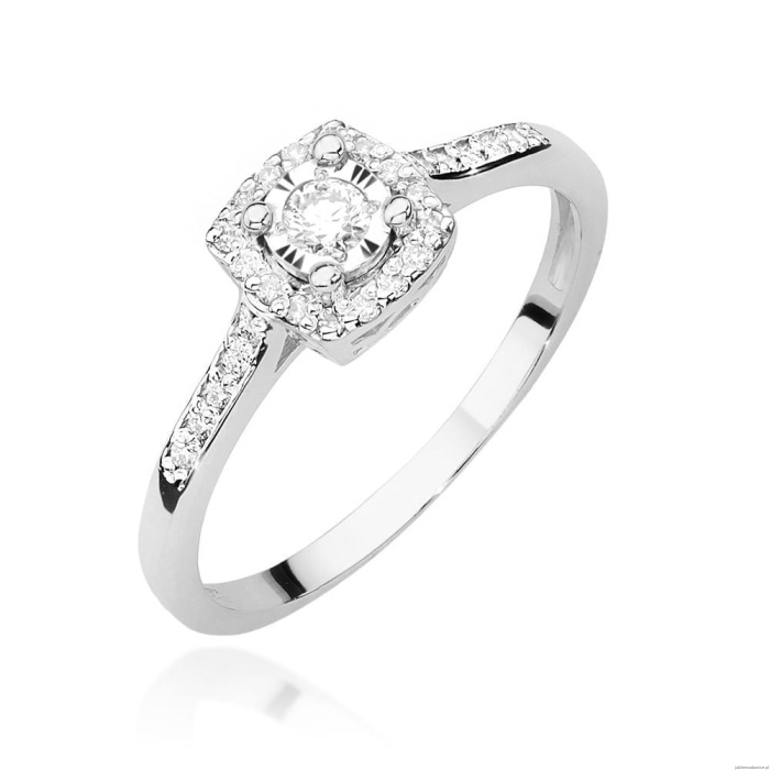 Pierścionek W462 Diament Laboratoryjny 0,08ct białe złoto