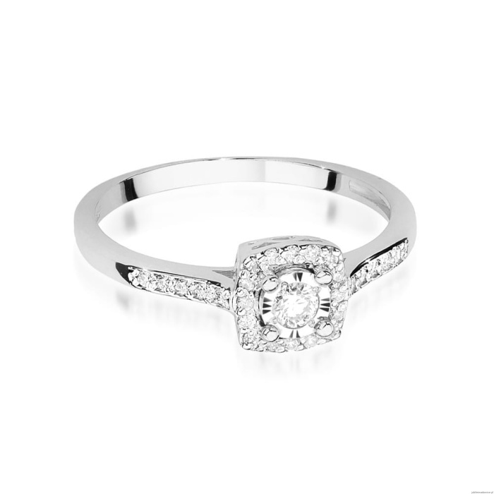 Pierścionek W462 Diament Laboratoryjny 0,08ct białe złoto