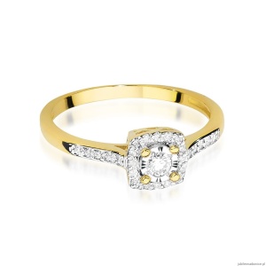 Pierścionek W462 Diament Laboratoryjny 0,08ct żółte złoto