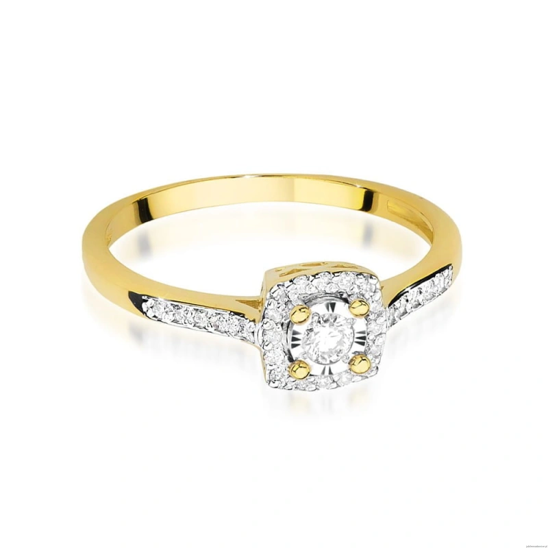 Pierścionek W462 Diament Laboratoryjny 0,08ct żółte złoto