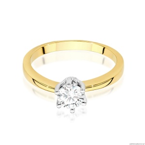 Pierścionek W482 Diament Labolatoryjny 0,50ct żółte złoto