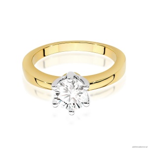 Pierścionek W482 Diament Labolatoryjny 0,70ct żółte złoto