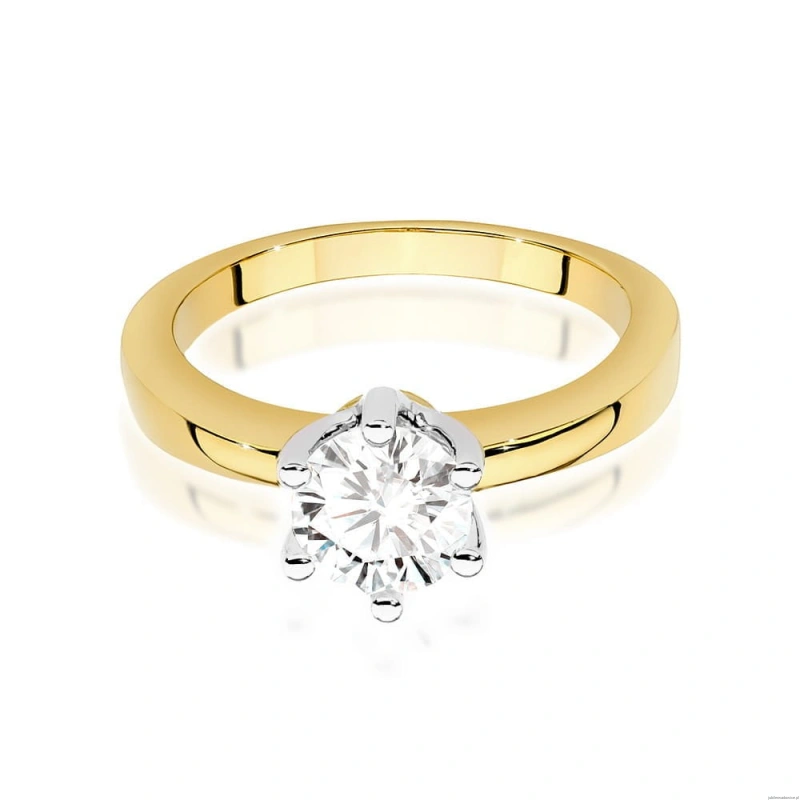 Pierścionek W482 Diament Labolatoryjny 0,70ct żółte złoto