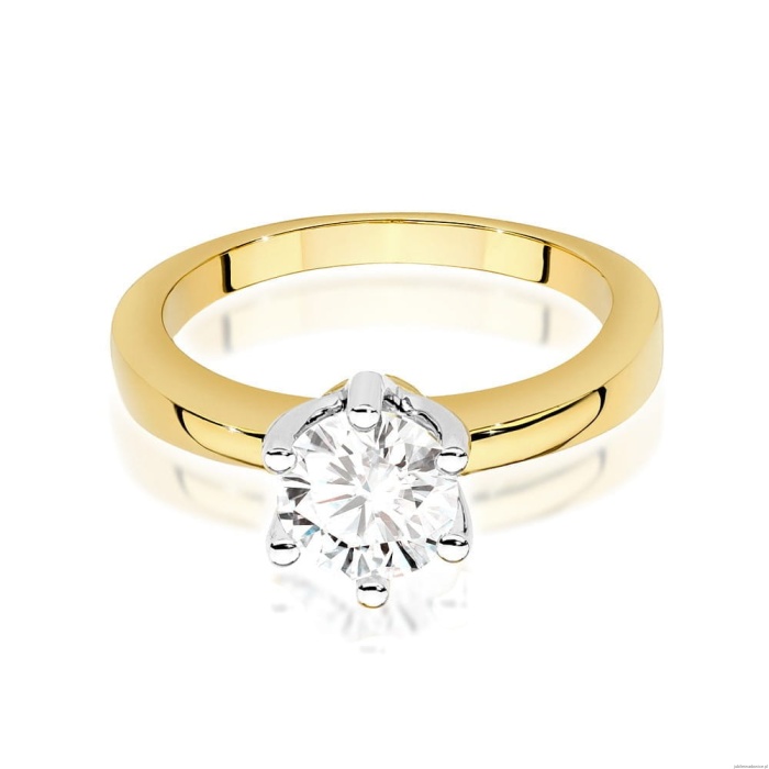 Pierścionek W482 Diament Labolatoryjny 1,00ct żółte złoto