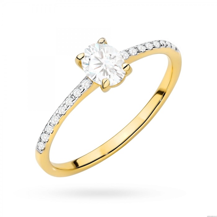 Pierścionek W0582 diament laboratoryjny 0,30ct żółte złoto