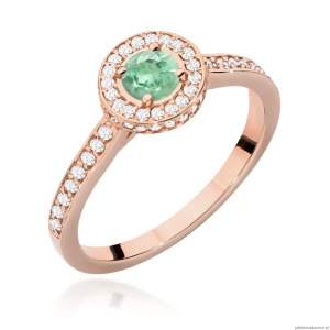 Pierścionek W559 Szmaragd 0,30ct różowe złoto