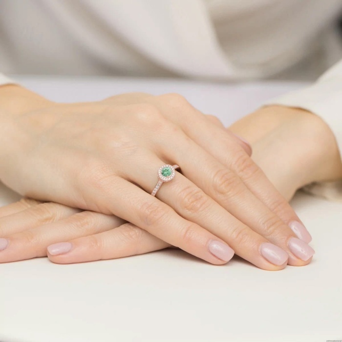 Pierścionek W559 Szmaragd 0,30ct różowe złoto