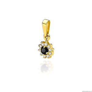 Zawieszka Z0185 Czarny Diament 0,12ct żółte złoto