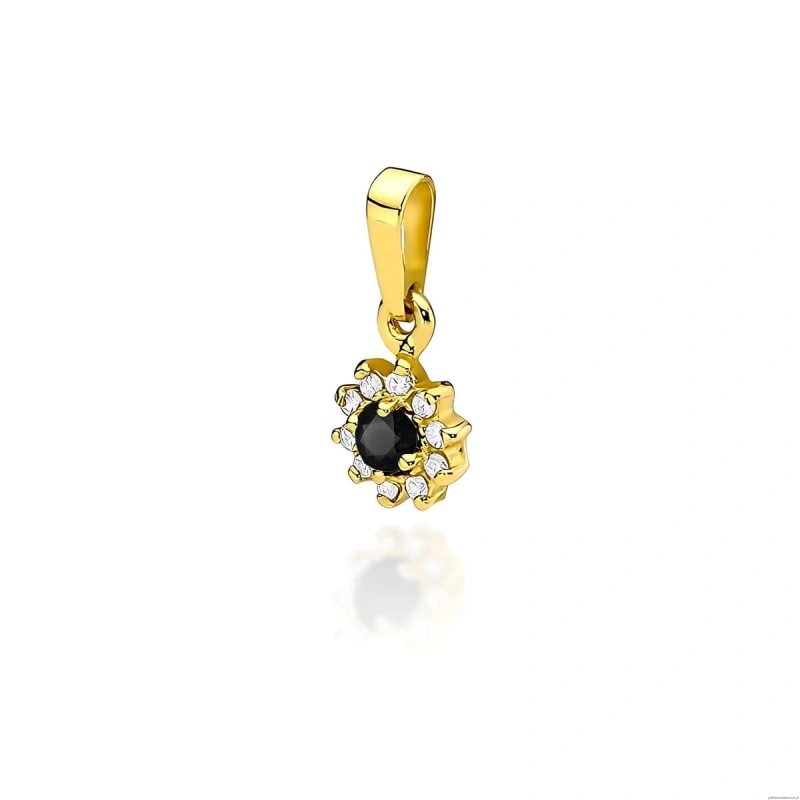 Zawieszka Z0185 Czarny Diament 0,12ct żółte złoto