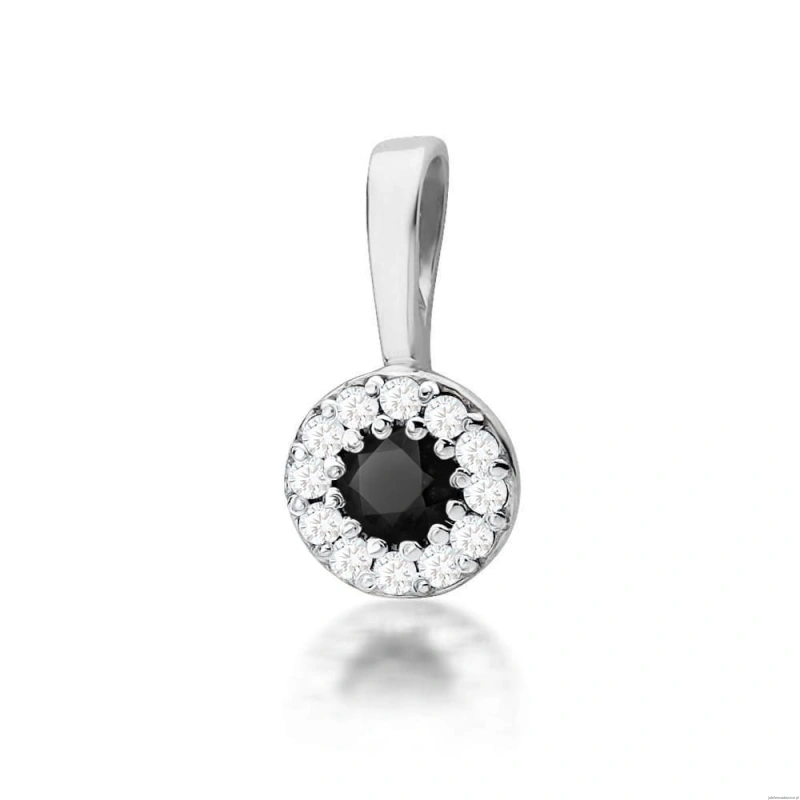 Zawieszka Z0443 Czarny Diament 0,12ct białe złoto