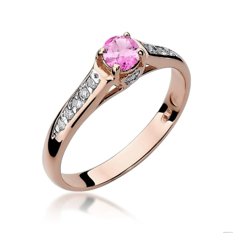 Pierścionek W0016 Różowy Topaz 0,30ct różowe złoto