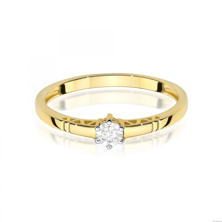 Pierścionek W0630 Diament 0,03ct żółte złoto