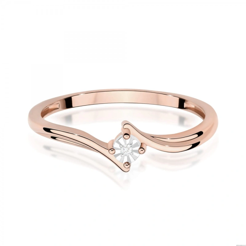 Pierścionek W0631 Diament 0,01ct różowe złoto