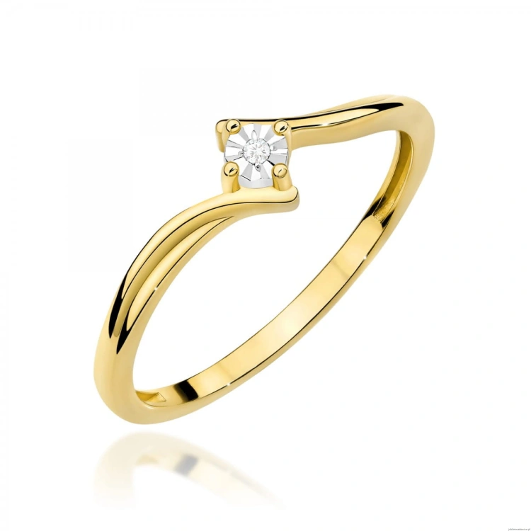 Pierścionek W0631 Diament 0,01ct żółte złoto