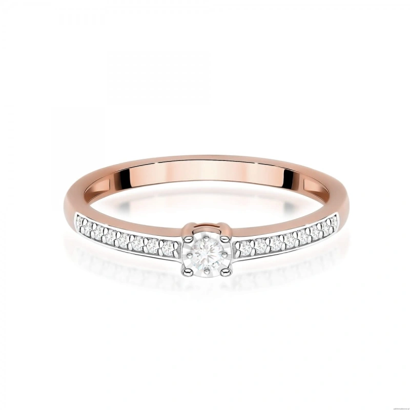 Pierścionek W0648 Diament 0,03ct różowe złoto