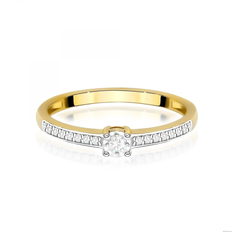 Pierścionek W0648 Diament 0,03ct żółte złoto