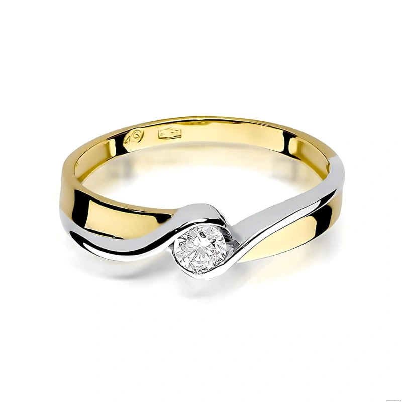 Pierścionek W0278 Diament Laboratoryjny 0,15ct żółte złoto