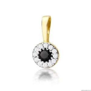Zawieszka Z0443 Czarny Diament 0,12ct żółte złoto