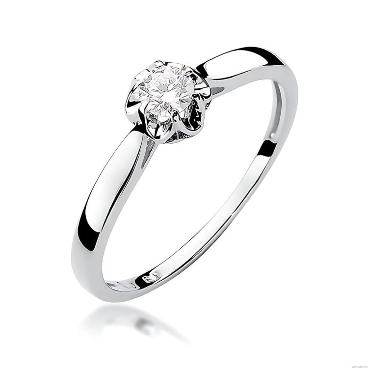 Pierścionek W0062 Diament Labolatoryjny 0,15ct białe złoto