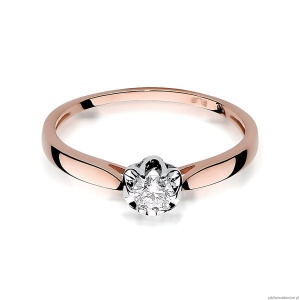 Pierścionek W0062 Diament Labolatoryjny 0,15ct różowe złoto