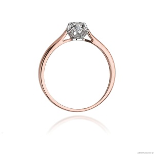 Pierścionek W0062 Diament Labolatoryjny 0,15ct różowe złoto