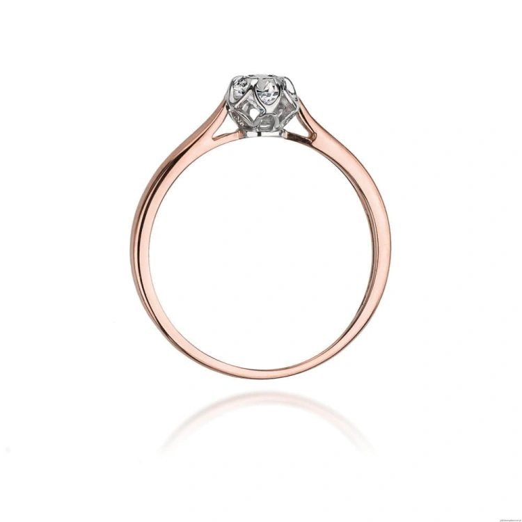 Pierścionek W0062 Diament Labolatoryjny 0,15ct różowe złoto