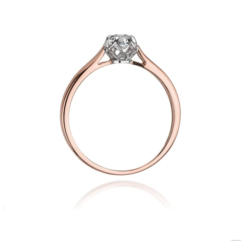 Pierścionek W0062 Diament Labolatoryjny 0,15ct różowe złoto