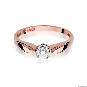 Pierścionek W0197 Diament Laboratoryjny 0,25ct różowe złoto