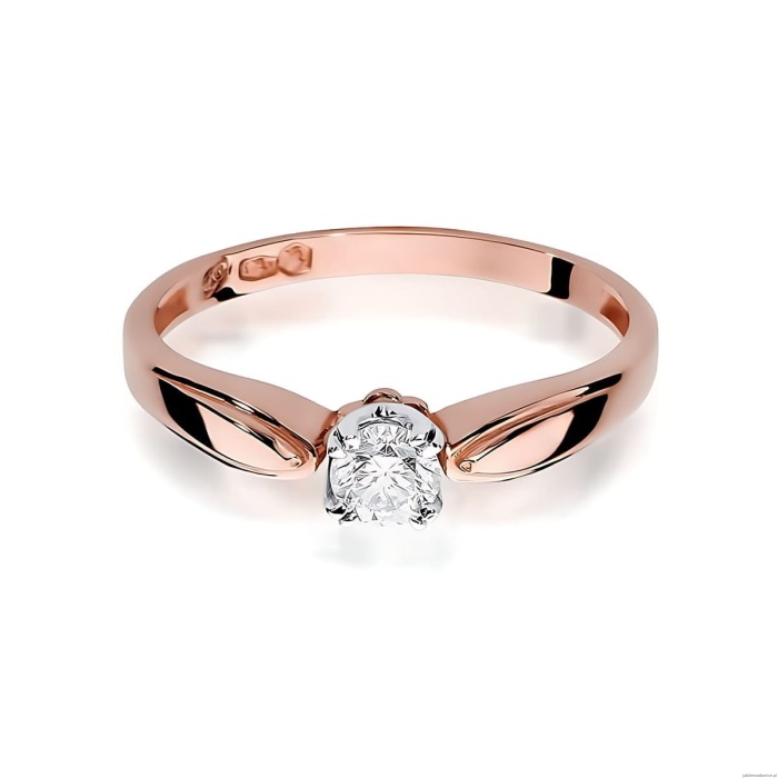 Pierścionek W0197 Diament Laboratoryjny 0,25ct różowe złoto