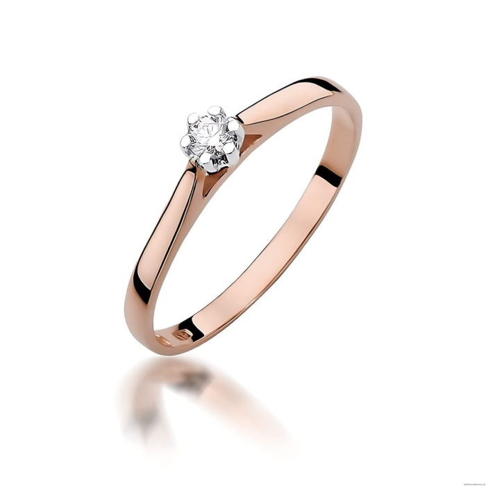 Pierścionek W0311 Diament Laboratoryjny 0,10ct różowe złoto