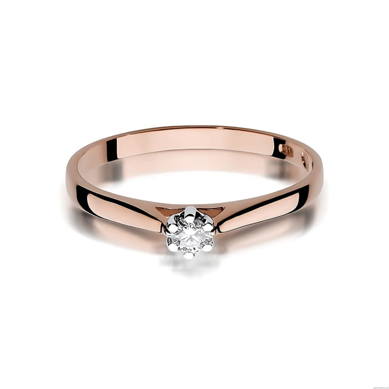 Pierścionek W0311 Diament Laboratoryjny 0,10ct różowe złoto