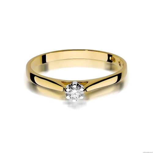 Pierścionek W0311 Diament Laboratoryjny 0,10ct żółte złoto