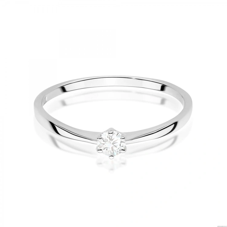 Pierścionek W0579 Diament Laboratoryjny 0,10ct białe złoto
