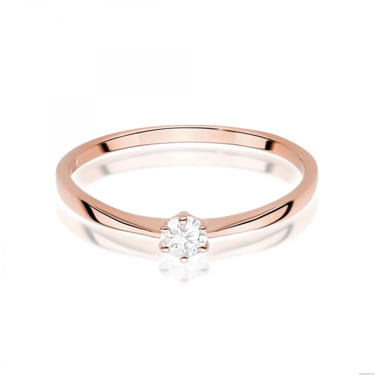 Pierścionek W0579 Diament Laboratoryjny 0,10ct różowe złoto